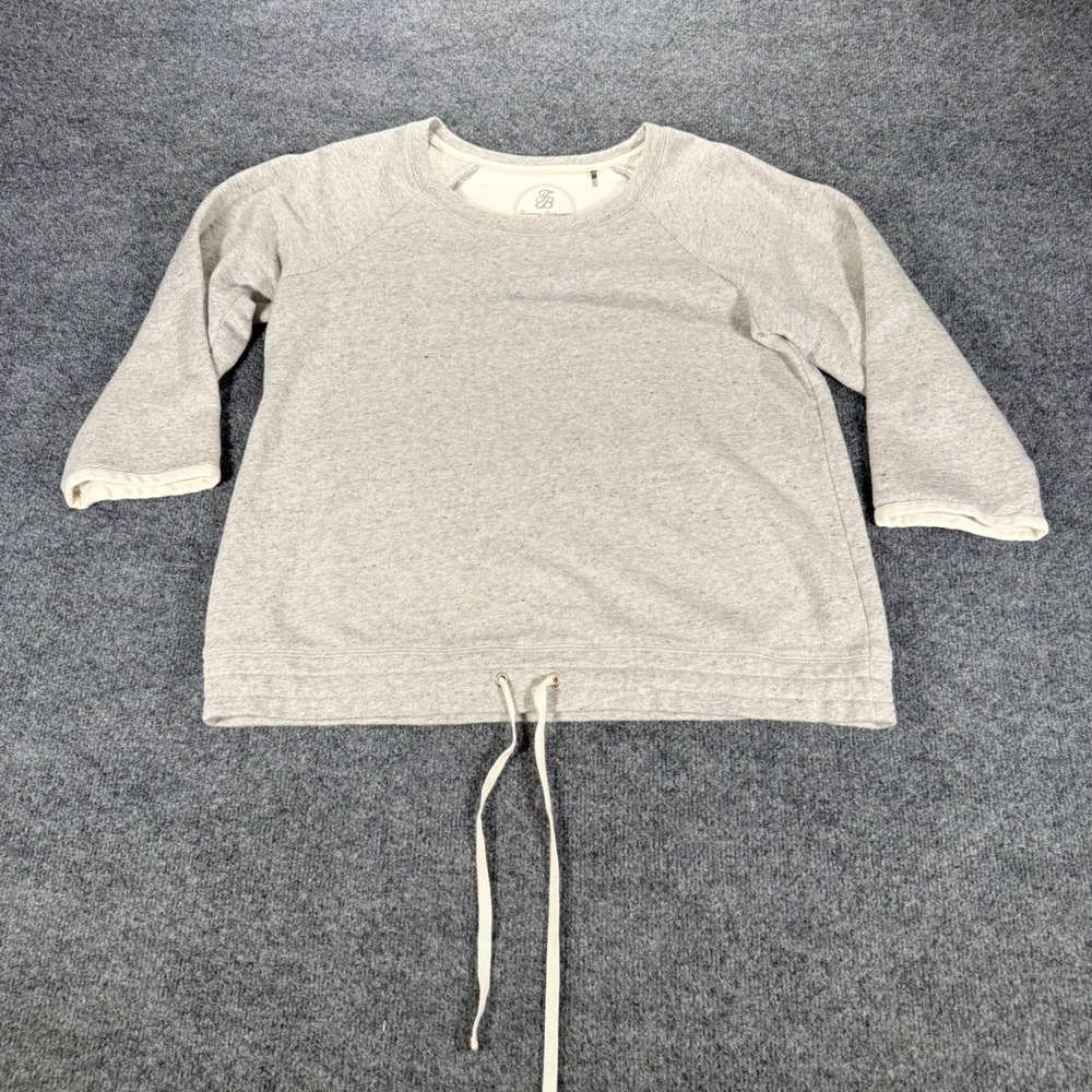 Tommy Bahama Sweatshirt Gray Metallic Shimmer Drawstring‎ Hem Top Large Womens L